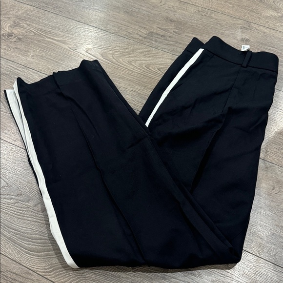 Madewell women’s The Signature Trouser Pant black w/ white side stripe Sz 12 NWT - Picture 3 of 9